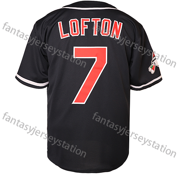 Men's #7 Lofton Blue Embroidered Baseball Jersey - V-Neck, Polyester, Machine Washable - Perfect for Sports & Casual Wear Christmas Day In Stock 