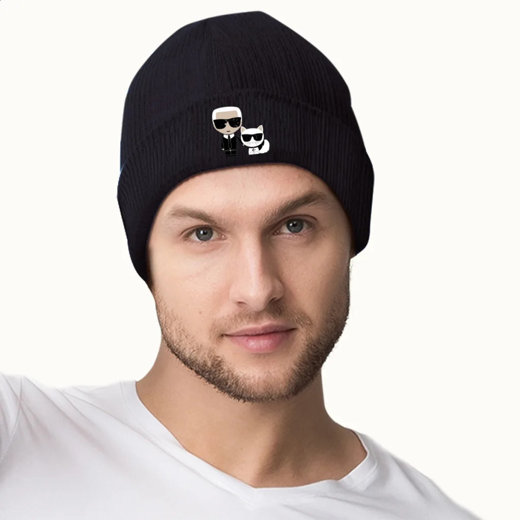 Karl Who_9ISADM Beanie Knitted Hat Mens Winter Warm Outdoor Hat 241205