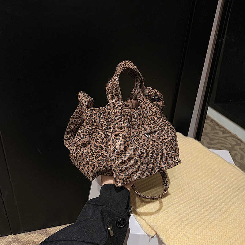2025 Spring New Canvas Leopard Pattern Small Bag, Single Shoulder Crossbody Bag, Handheld Sail Bag, Niche Mini 241205