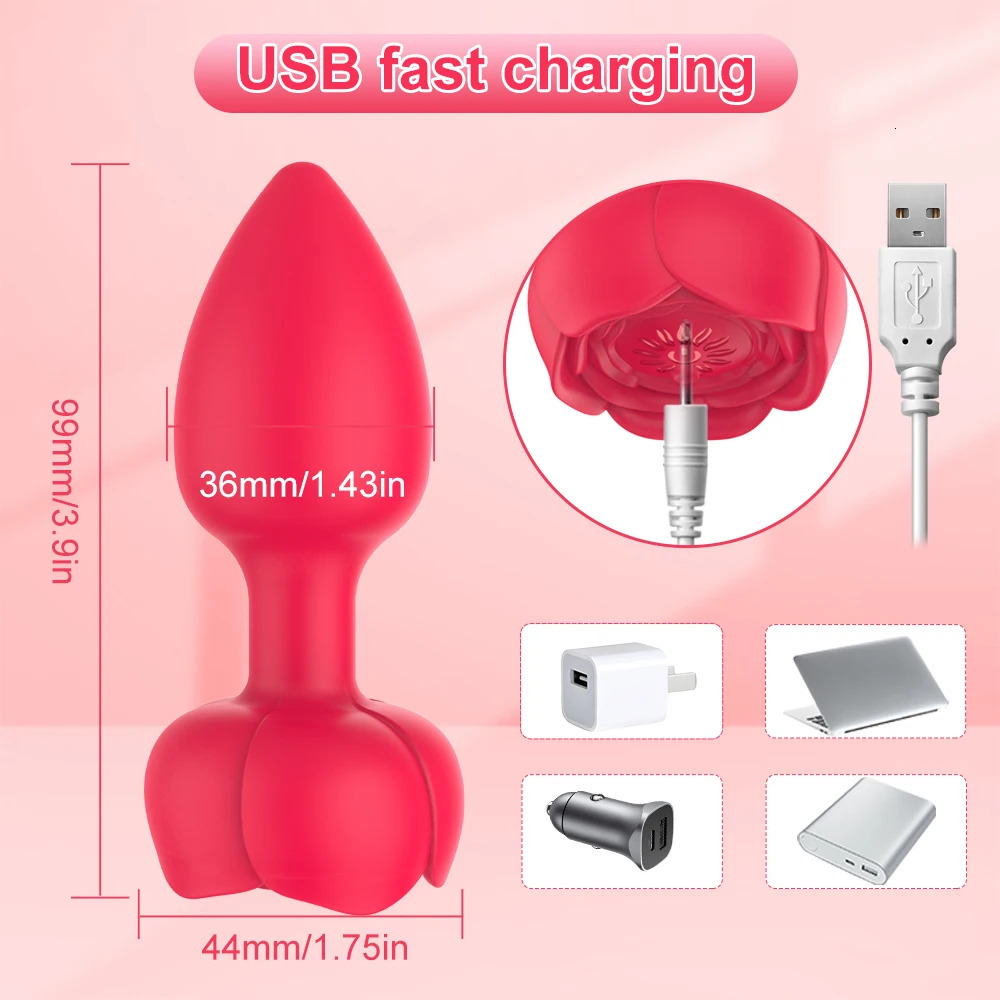Remote Control Rose Anal Vibrator Sex Toy for Women 10 Vibrating Mode Butt Plug Sexy Color Luminous Base Male Prostate Massager 241205