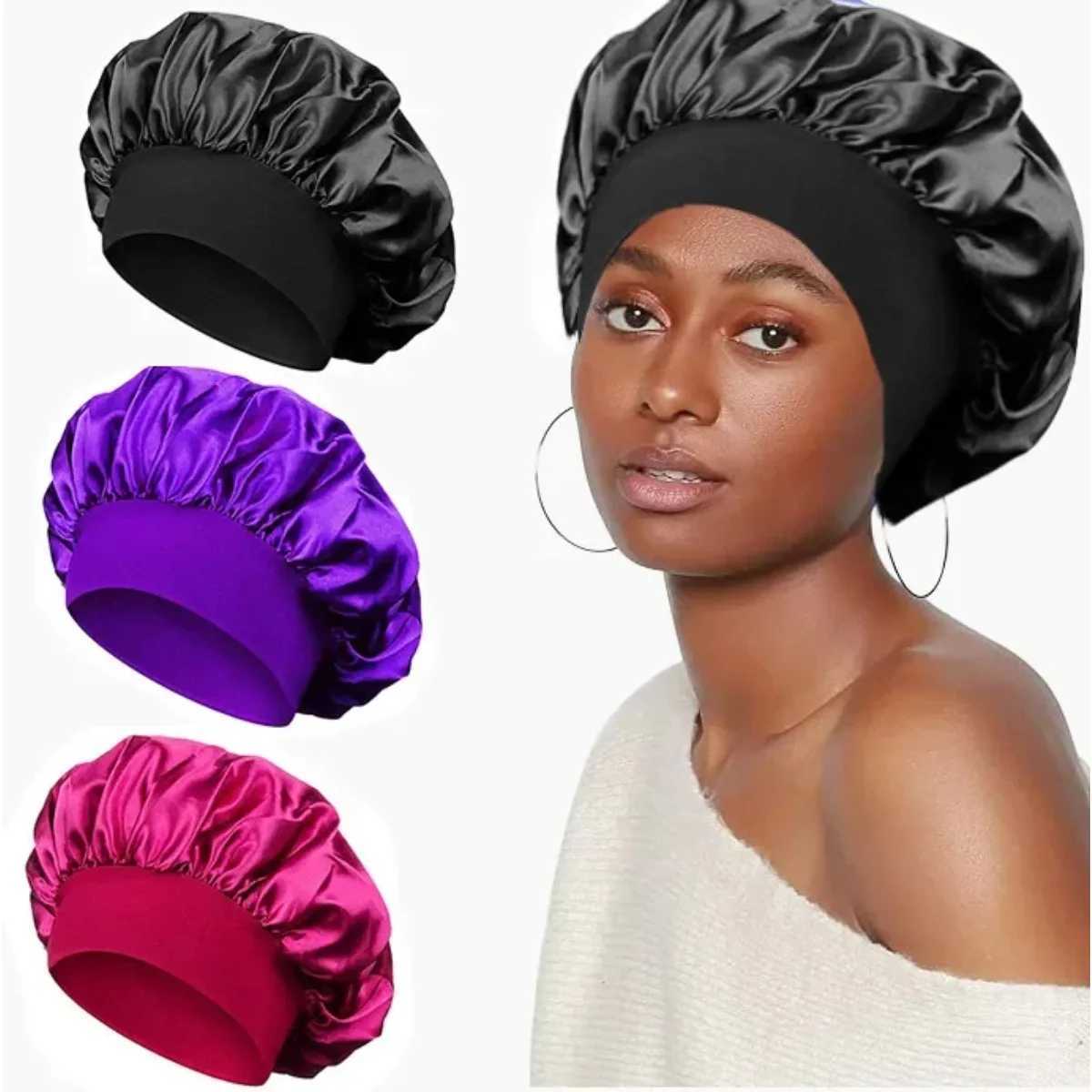 Large Satin Bonnet Silk Bonnet Hair Wr for Sleeping Sleep C with Elastic Soft Band Bonnets for Women Hair Care Cs PH157XJ241205
