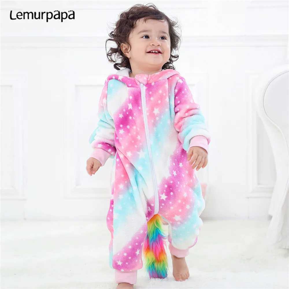 Pajamas Winter Kigurumis Baby Rompers Clothes Boys Girls Onesie Toddler Pyjamas Animal Galaxy Jumpsuit Infant Baby Romper Kids H241205