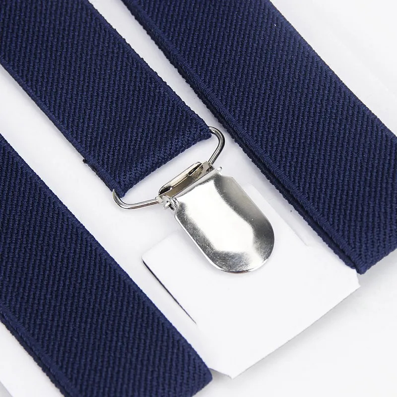 Elastic Ribbon Kids Unisex Soild Color Belt Adjustable Suspenders Clipon YBack Braces Straps for Wedding Party 3 Clips Belts 241122