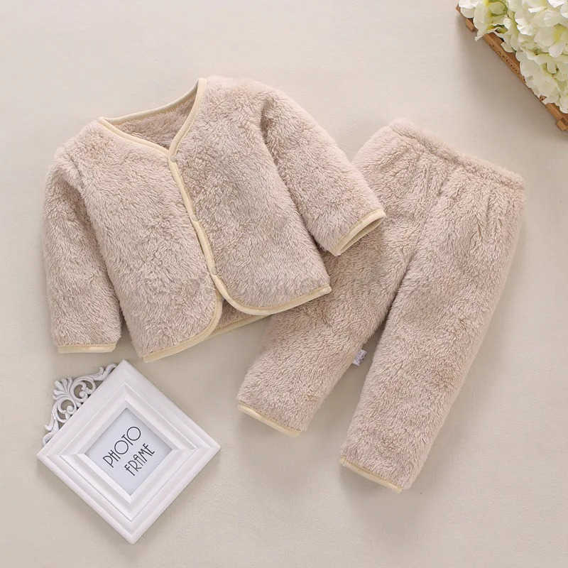 2Pcs Set Newborn Baby Clothing Flannle Spring Autumn Set for Babies Soft Toddler Jacket Baby Pant Boys Girls Set 0-24MXJ241205