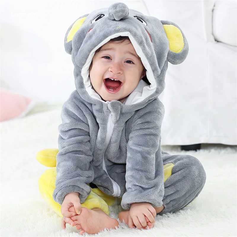 Pajamas Elephant Romper Baby Jumpsuit Boys Girls Winter Outfit Toddlers Halloween Animal Suit Funny Onesie Festival Party Bebe Clothes H241205