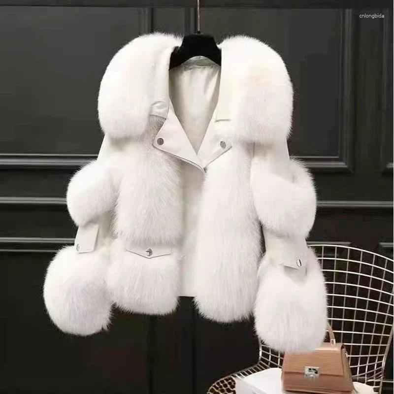 Women's Leather High Quality Imitation Fur Coat Vest Short Clothing Autumn Winter Patchwork Slim Fashion Versatile Warm Female Jackets