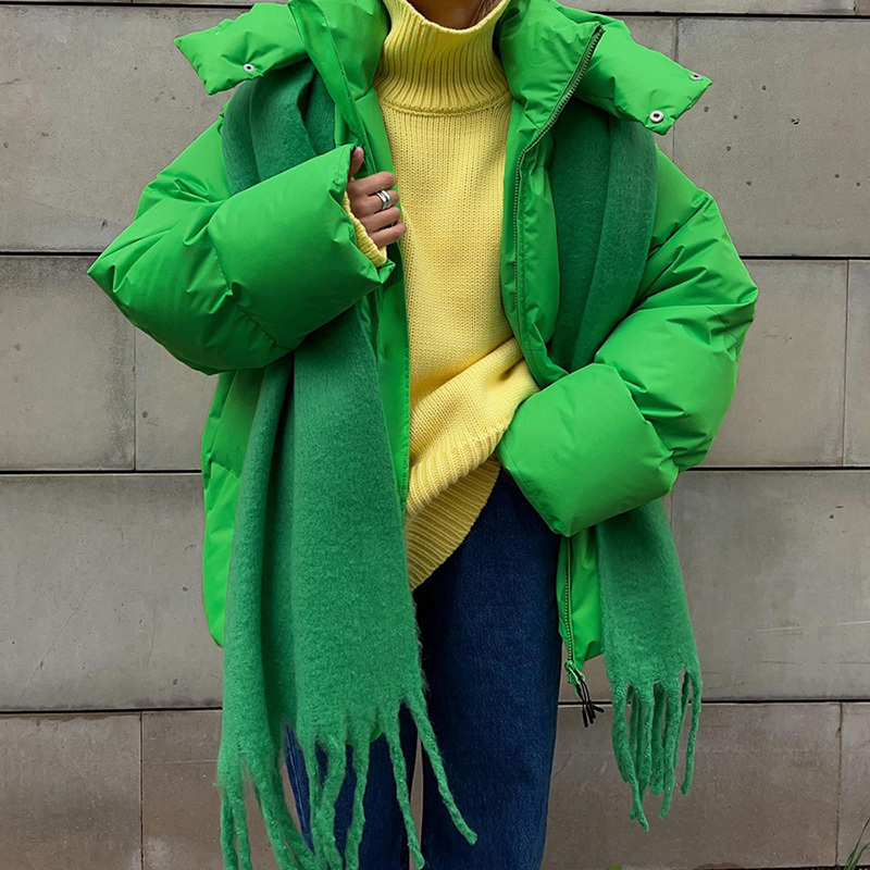 Fashion Parkas Coat Vintage Bread Outwear Office Ladies Warm Puffer Winter Loose Cotton Jacket