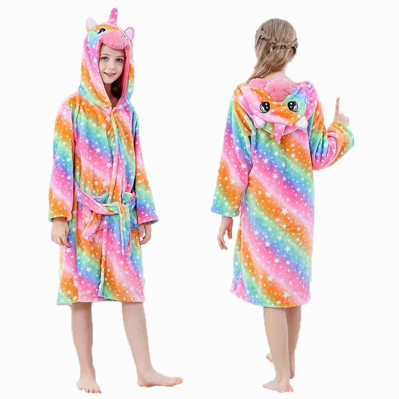 Pajamas Halloween Dinosaur Bathrobes for Children 3 5 7 9 11 13 Years Kids Animal Flannel Homewear Boy Hooded Sleepwear Girls Nightgown H241205
