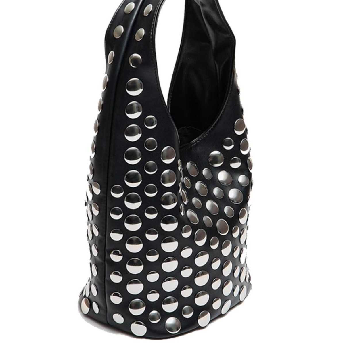 Fashionable women's bag autumn winter casual personality cool niche dot rivet underarm bag handbag 241215