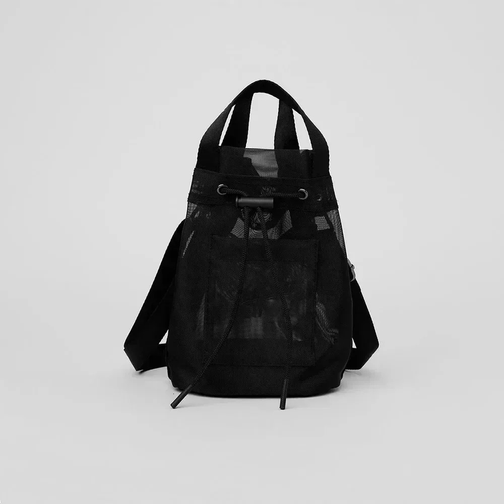 Sports Yoga Sheer Cross Body Bucket Bag Black Casual Handbag for Womens Portable Outdoor Shopping and Makeup Storage 241204