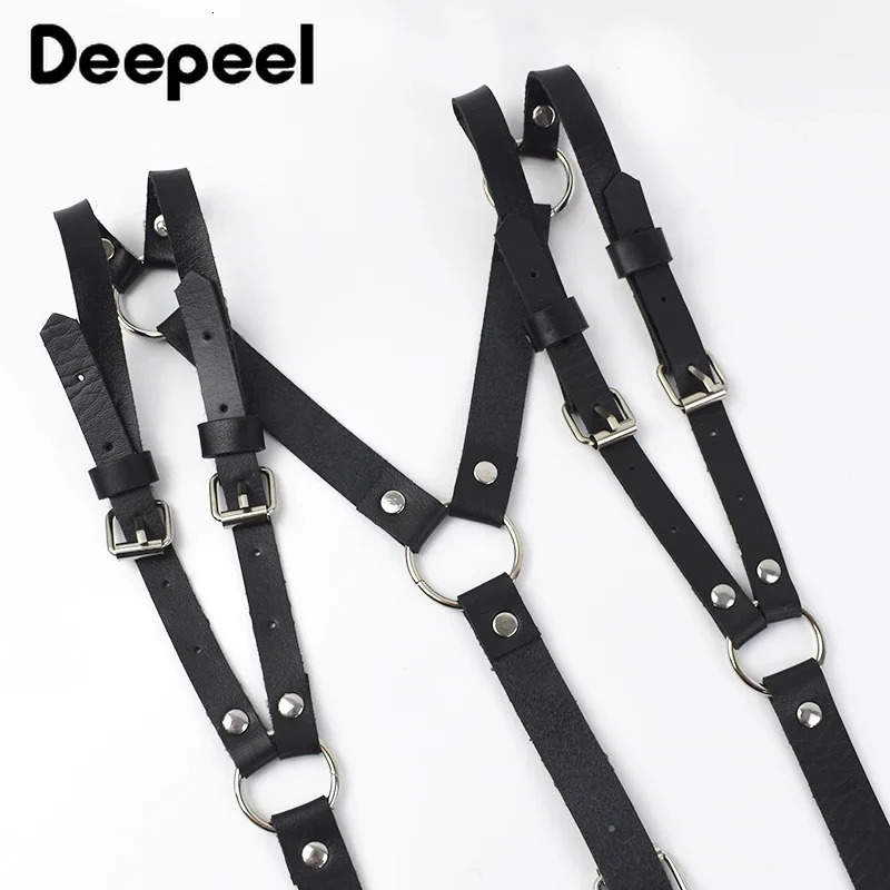 Deepeel Adult Men Suspenders Goth Faux Leather 3 Clips Hook Adjust Strap Braces for Male Jeans Punk Party Harness Belt Jockstrap 241122