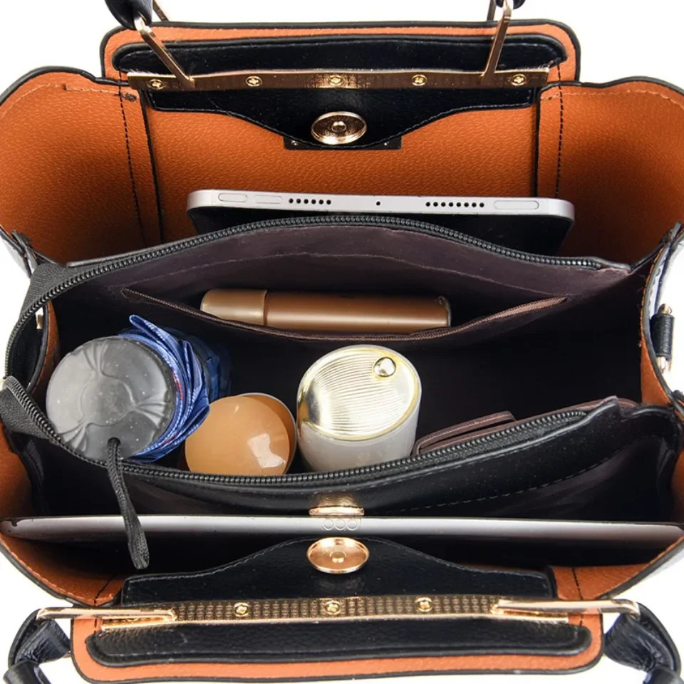 Women Soft Leather Handbags y ner 3 Layers Shoulder Crossbody Bags Ladies Large Capacity Shopping Messenger Tote 241204