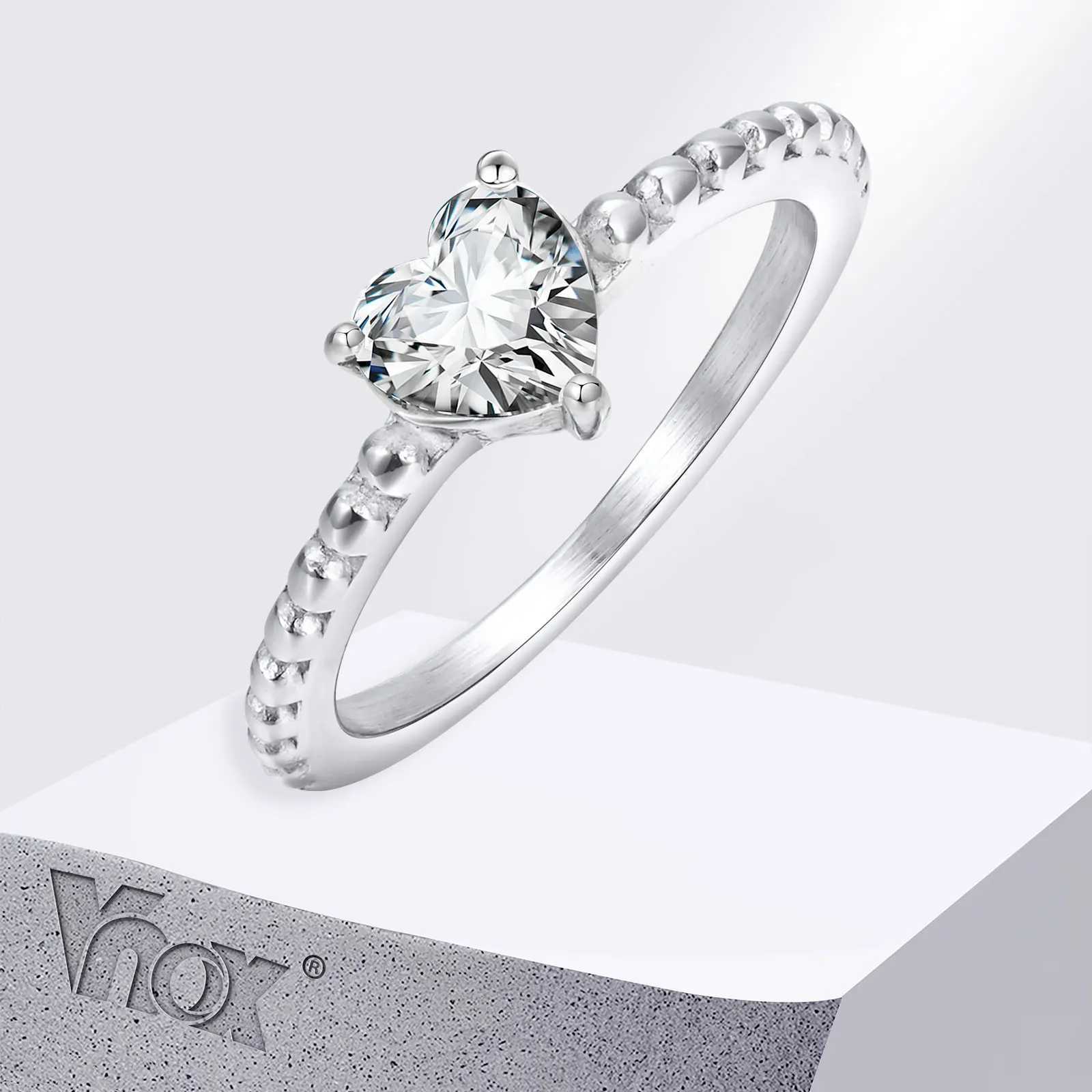 Vnox womens heart-shaped ring sparkling cubic zirconia heart-shaped card wedding ring promised engagement ring anniversary gift W241205