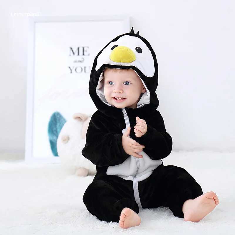 Pajamas Penguin Romper Baby Boy Girls Pajama Toddlers Winter Outfit Halloween Animal Suit Onesie Festival Party Bebe Clothes Kigurumis H241205