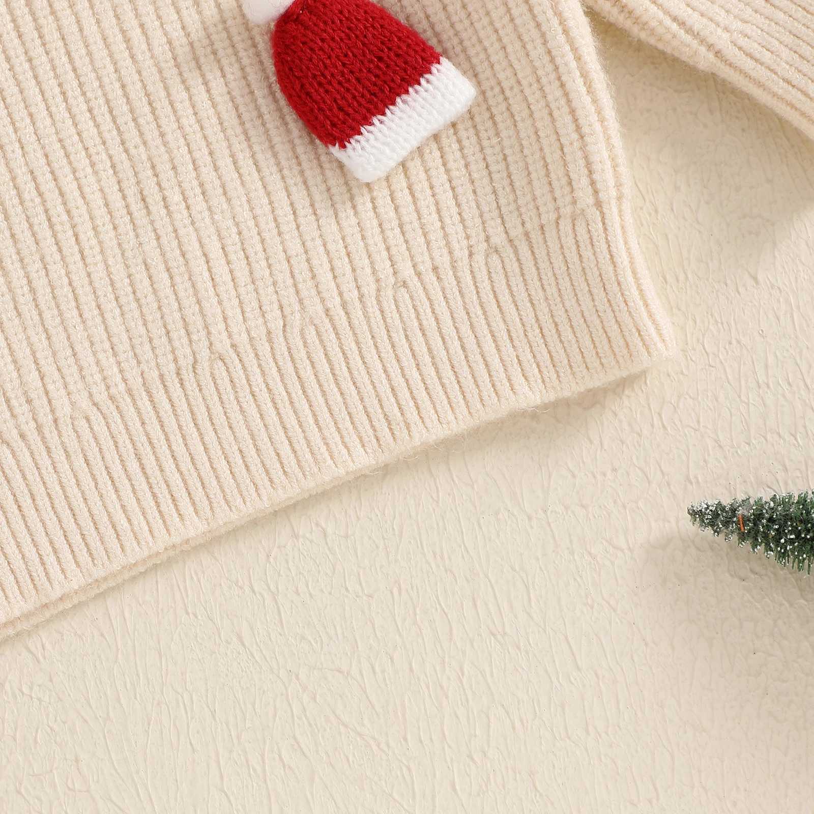MISOWMNJOY Cute Knitted Baby Christmas Sweater Warm and Casual Newborn Parachute Letter Embroidered Christmas Hat Baby Pullup Top W241205