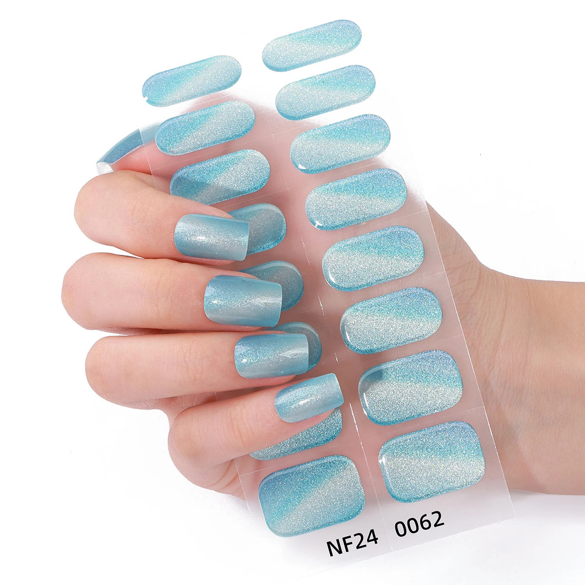 6 pieces/set Flash semi curing gel nail strip Cats eye gel nail sticker Long life full set gel nail package for Year gift 241205