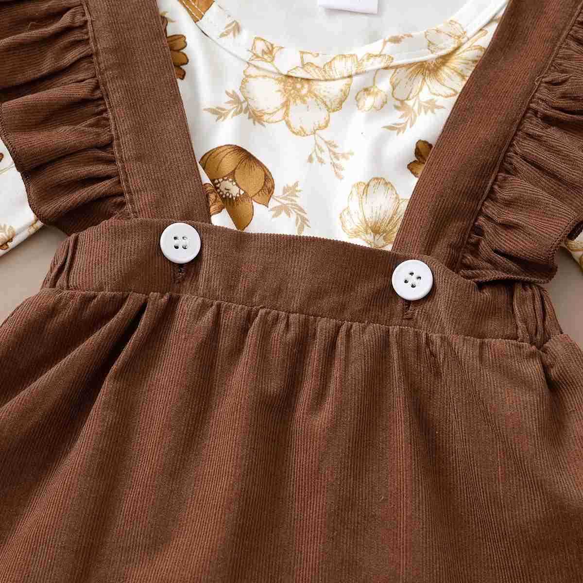 0-12 Months Newborn Baby Girl Set Beautiful Camellia Top+Suspender Skirt+Headband 3pcs Baby Girl Spring and Autumn Fashion SetXJ241205
