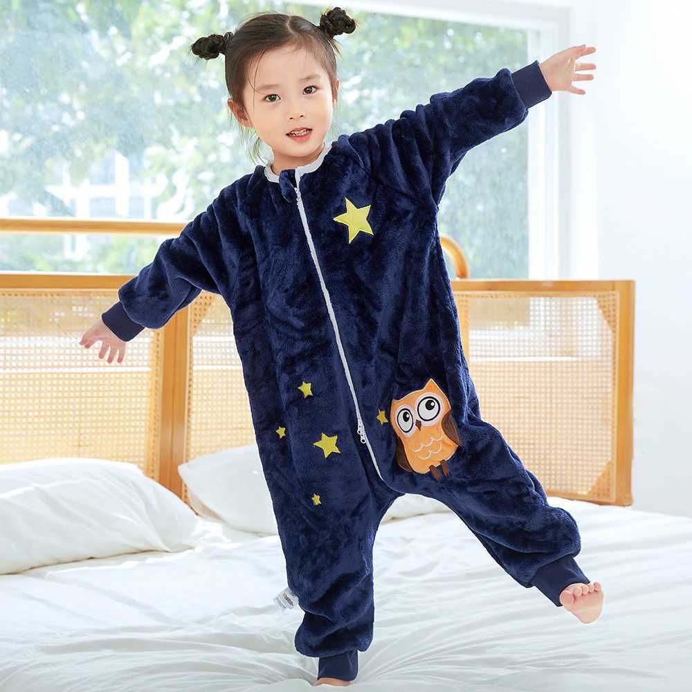 Pajamas Boys Girls Sleeping Bag Kids Toddlers 0 to 1 2 3 4 5 6 Years 2024 Winter Onesie Children Pijamas Infantil Owl Halloween Pajamas H241205