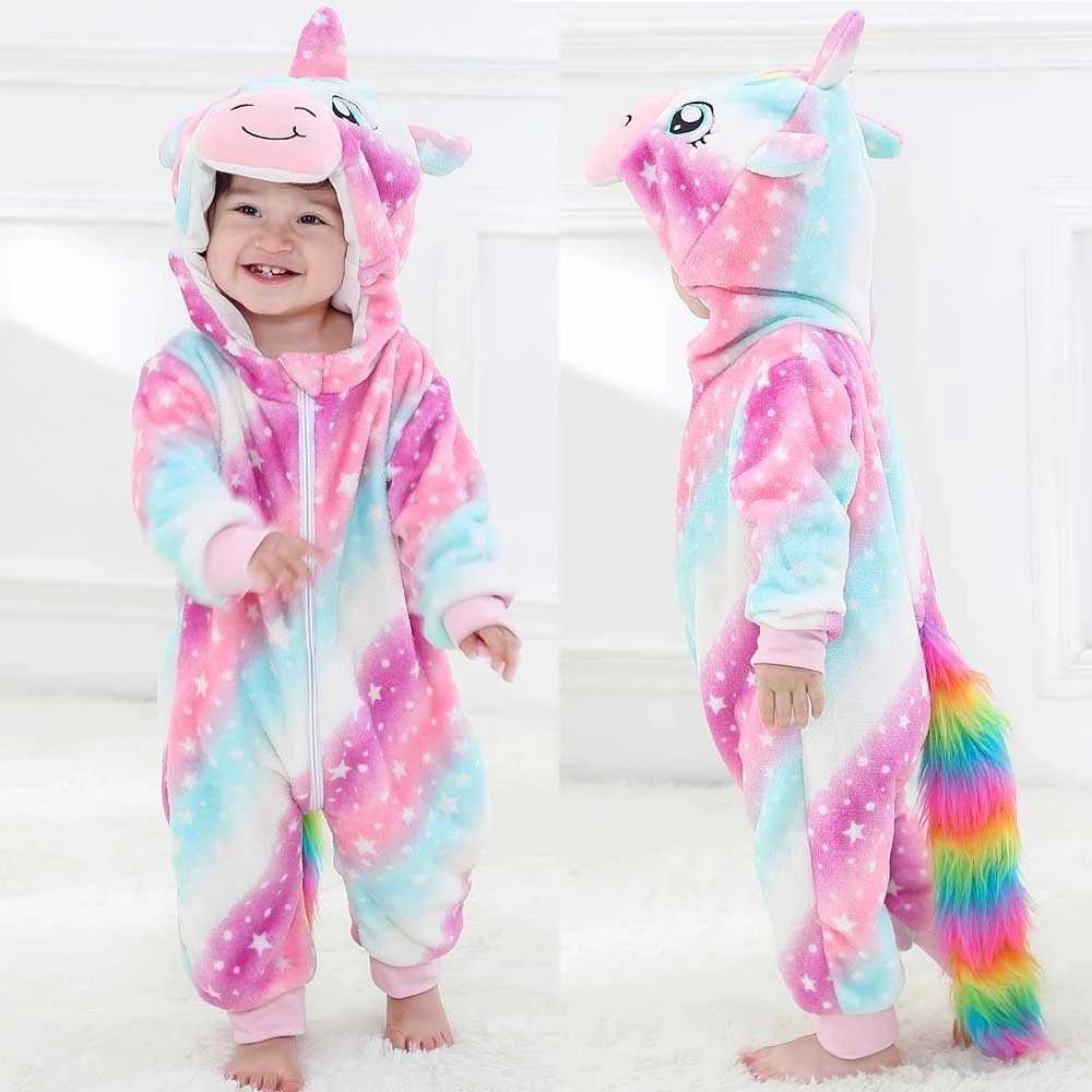 Pajamas Kigurumi for Children Animal Panda Tiger Onesie Kids Baby Jumpsuit Winter Costume Flannel Girl Boy Ropa Bebe H241205K9GZ