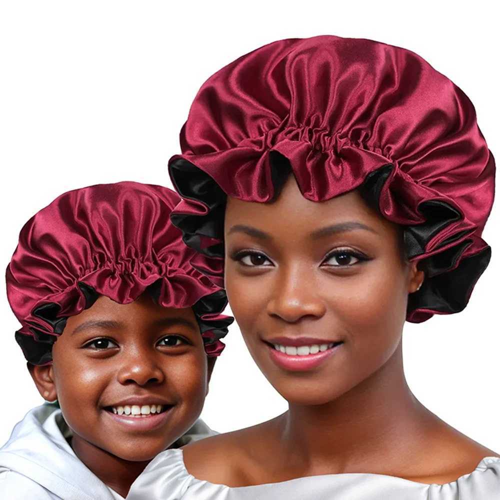 New Womens Satin Solid Sleeping Hat Night Sleep Hair Care Bonnet Nightc Silky Shower Cs Comfortable Flower Band Unisex CXJ241205