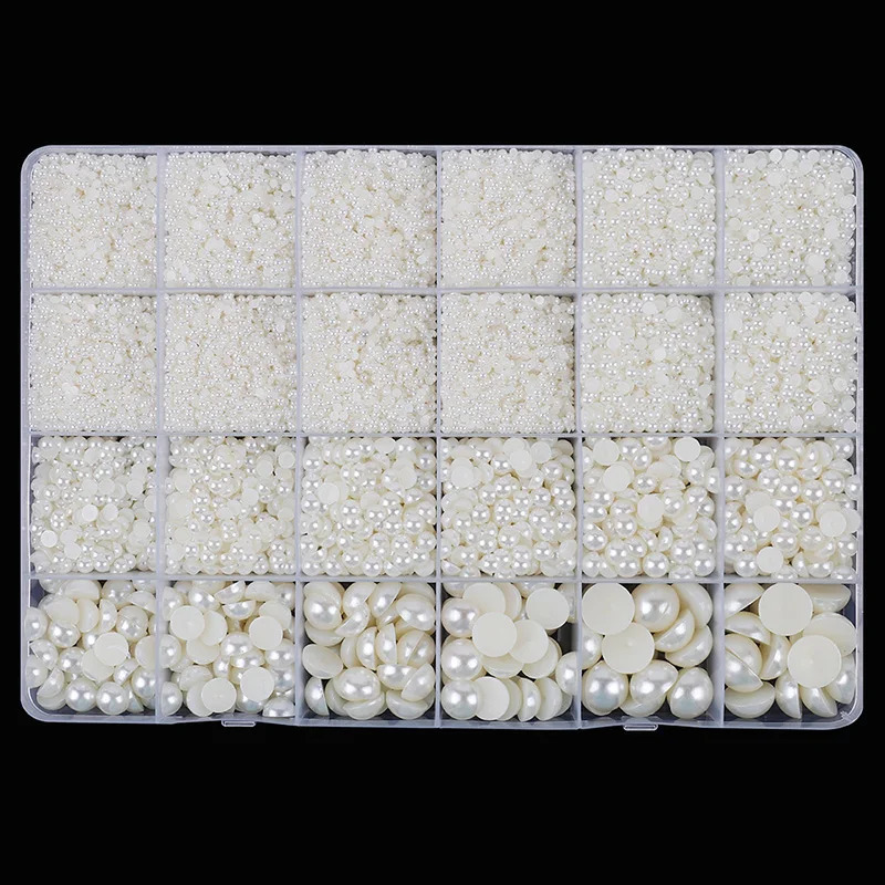 2mm-12mm Nail Pearls For Nail Art Mix Size Flat Back Crafts Round Pearl For Face Makeup Nail Art Clothes Shoes Jewelry Making 241220