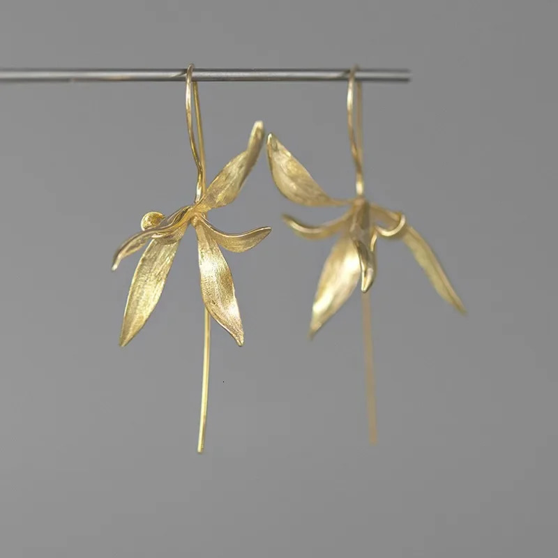 INAURE 925 sterling silver orchid flower drop earrings suitable for womens wedding parties Christmas jewelry gifts 241205