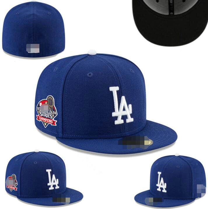 Dodgers Mens Baseball Team 2024 World Series Champions Full Closed Caps Summer Letter Bone Size caps Casual Sport Flat Fitted Hats a0