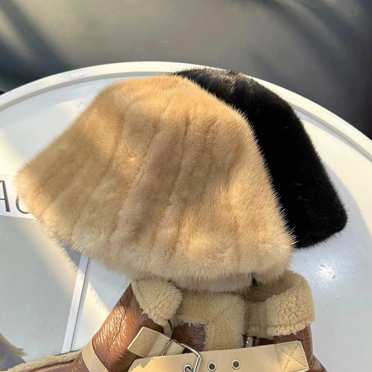 Winter Womens 100% Genuine Mink Bucket Hat Natural Warm Mink Hat Womens Outdoor Fashion Genuine Mink Hat 241205