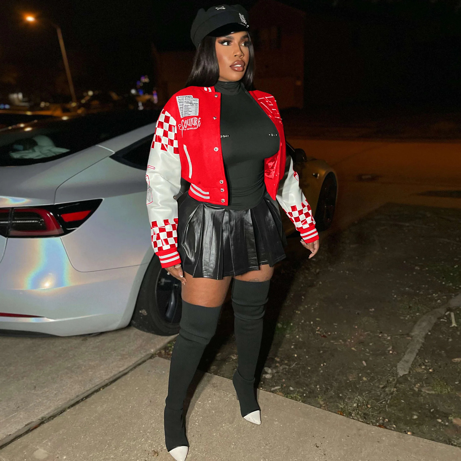 Woolen Crop Jackets Women Baseball Varsity Coats Y2K Streetwear Cyber Racer Winter Fall Clothes Letter Print Jackets Coats 241205