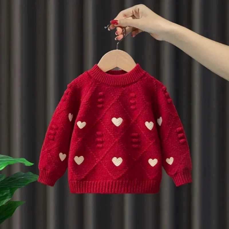 Girls knitted sweaters autumn and winter childrens wool sweaters tops for babies aged 1 to 7 outerwear childrens pull-out sweaters W241205