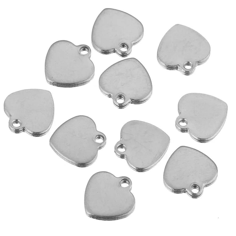 20pcs Stainless Steel Small Flat HeartCharms Pendant for DIY Jewelry Making Necklace Ornaments Bracelet End Tail Charm Supplies 241122