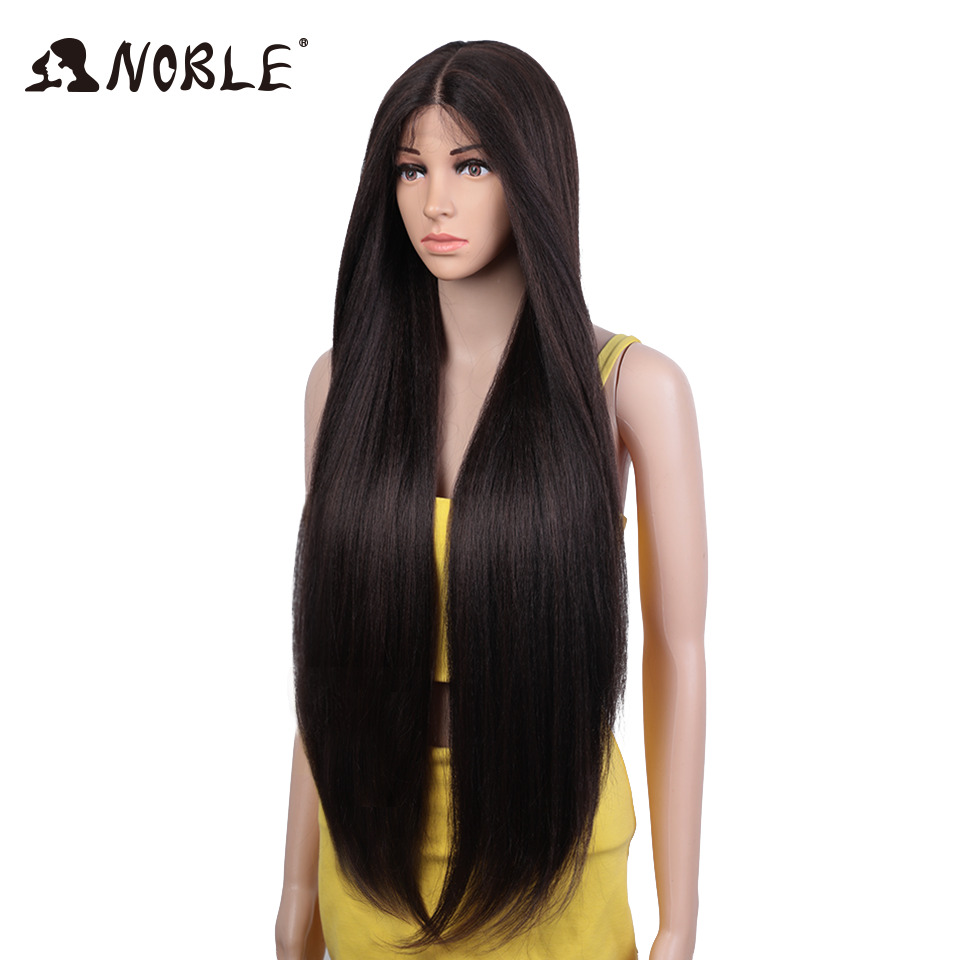 Noble Synthetic For Women 36 Inch Kinky Straight Ombre Wigs Cosplay Lace Front Wig