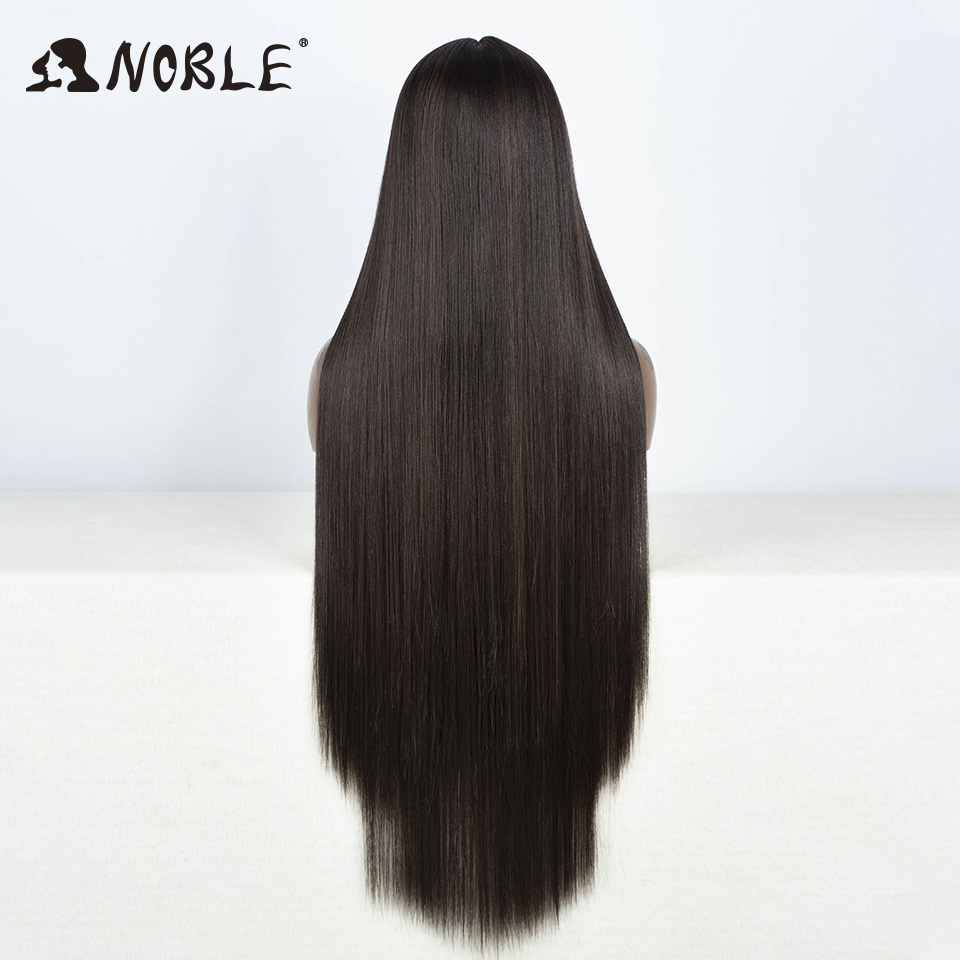 Noble Front 38 Inch Long Straight Lace Wig Ombre Blonde Hair Cosplay Wigs For Women Synthetic Lace Front Wigs