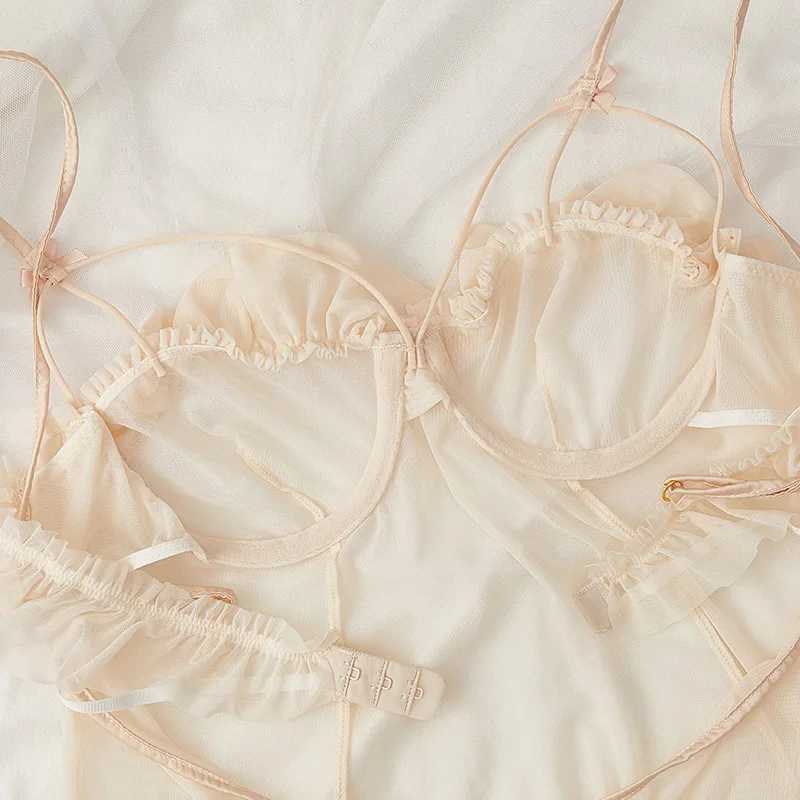 Wriufred Sexy night dress lace sexy pajamas temptation extreme passion hot lingerie set steel ring gathered sling brasXJ241205