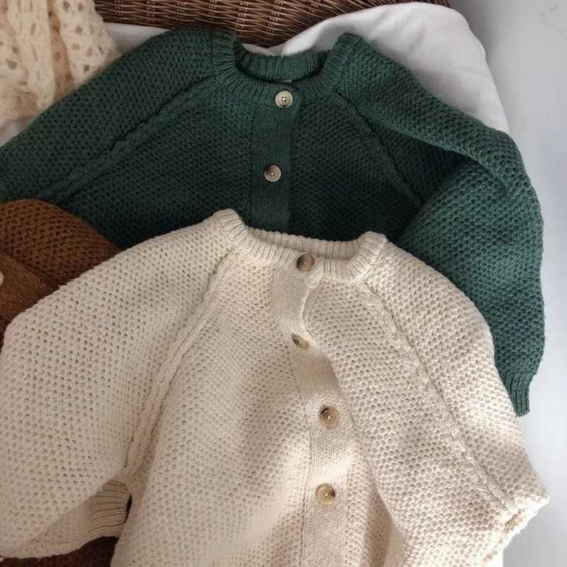 Baby girl boy knitted cardigan button baby sweater jacket knitted solid color spring autumn baby clothing 1-10Y W241205