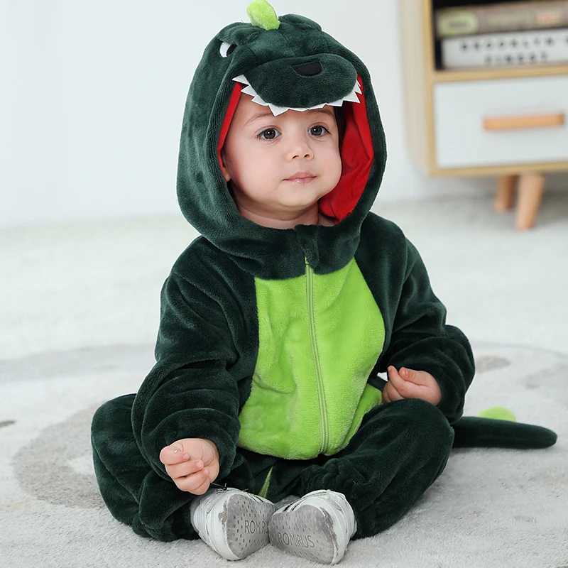Pajamas Baby Dinosaur Rompers Cartoon Onesies Halloween Animal Costume Toddler Twins Boy Girl Winter Clothes Flannel Cute Kigurumis 2023 H241205