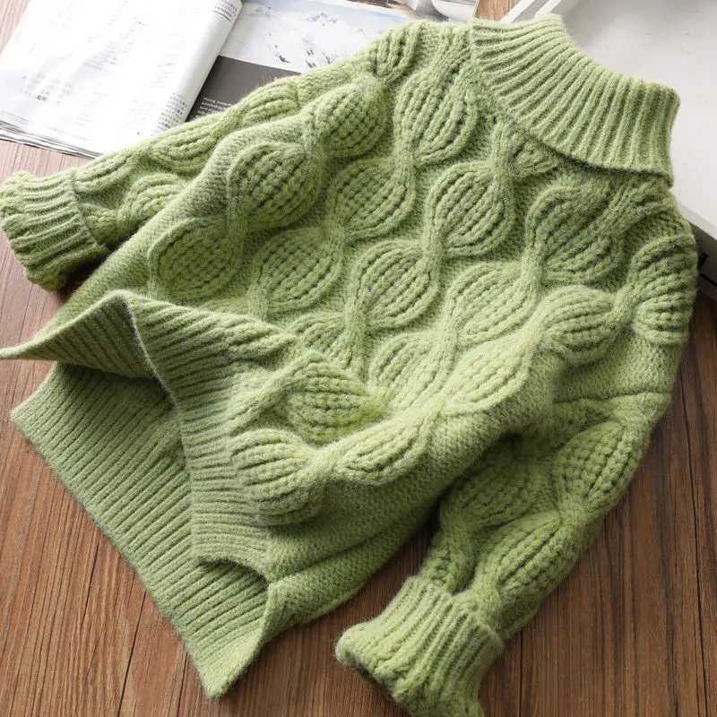 Milancel Kids sweaters Turtleneck Girls Knitwear Chidren Pullover warm Kids bottom tops W241205