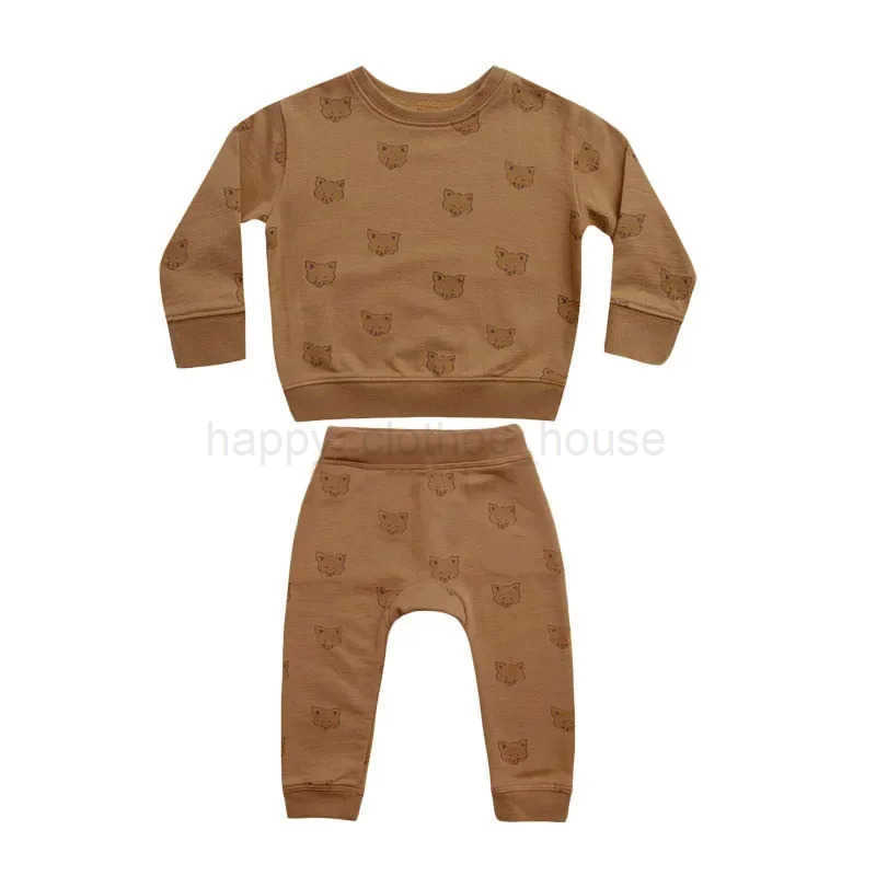 Fashion Print Baby Sets Soft Cotton Long Sleeve Tops + Pant Baby Girls Boys Sweatshirt SuitXJ241205
