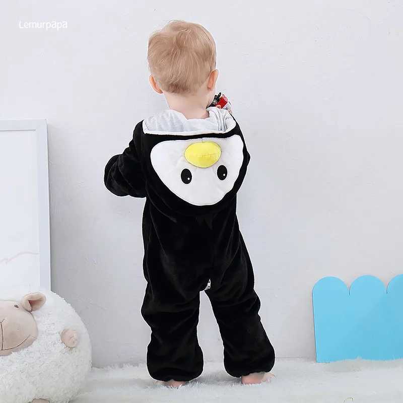 Pajamas Penguin Romper Baby Boy Girls Pajama Toddlers Winter Outfit Halloween Animal Suit Onesie Festival Party Bebe Clothes Kigurumis H241205