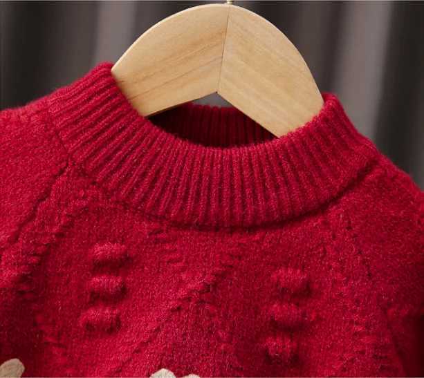 Girls knitted sweaters autumn and winter childrens wool sweaters tops for babies aged 1 to 7 outerwear childrens pull-out sweaters W241205