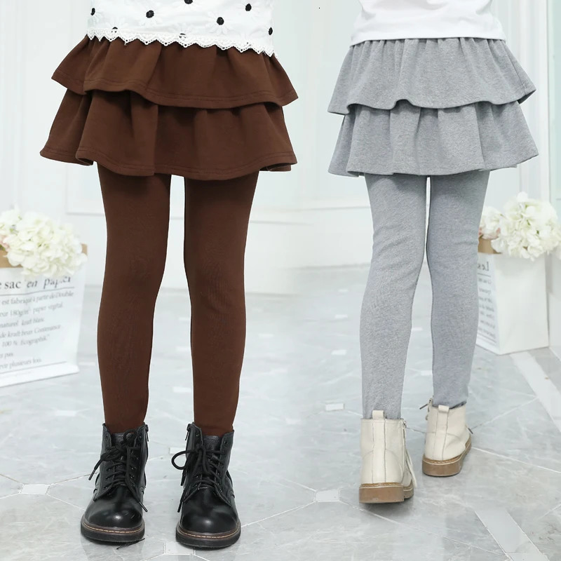 Elegant Children Leggings with Skirt for Girls Slim Fit Cotton Pants-Skirt Kids Cute Cake Skirt Pants Leggins For Baby 3 to 13 Y 241204