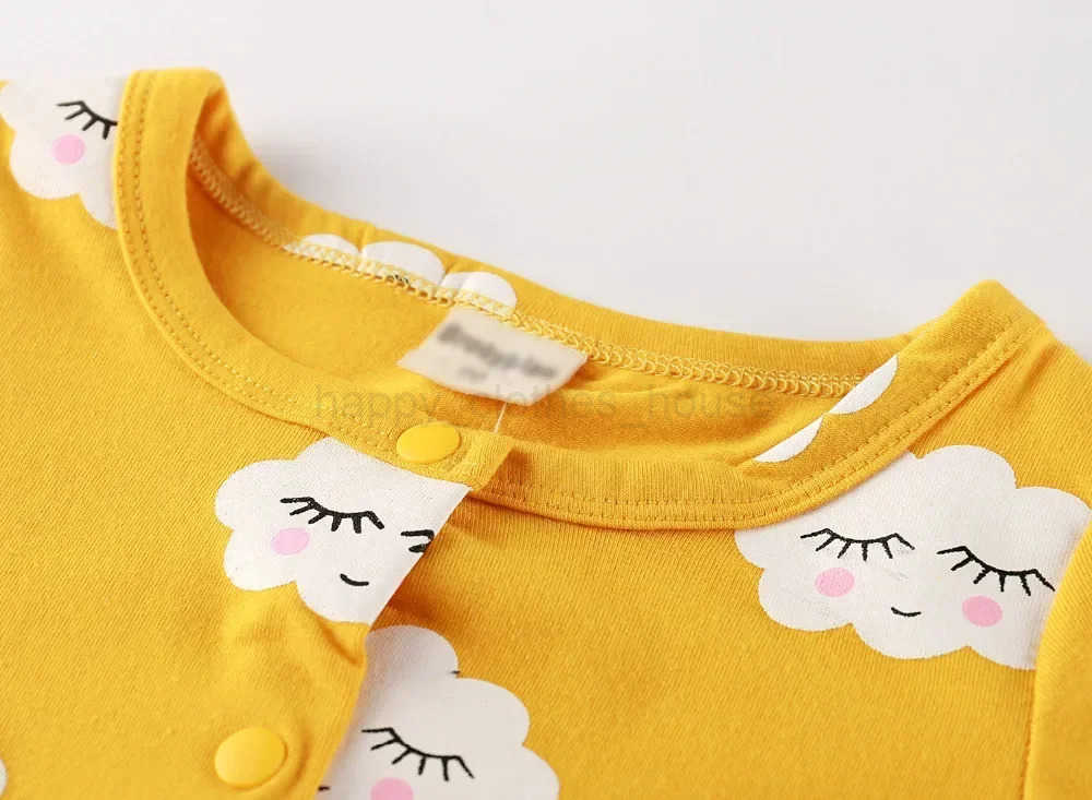 Newborn Infant Baby Girls 2pcs Clothes Set Toddler Long Sleeve Clouds Printed Romper Jumpsuit with Hairband Spring Autumn OutfitXJ241205