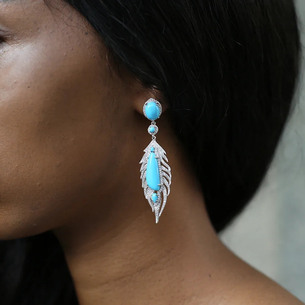 TKJ Bohemian Pendant Earrings Womens Jewelry Retro Beach Party Feather Pendant Earrings 241205