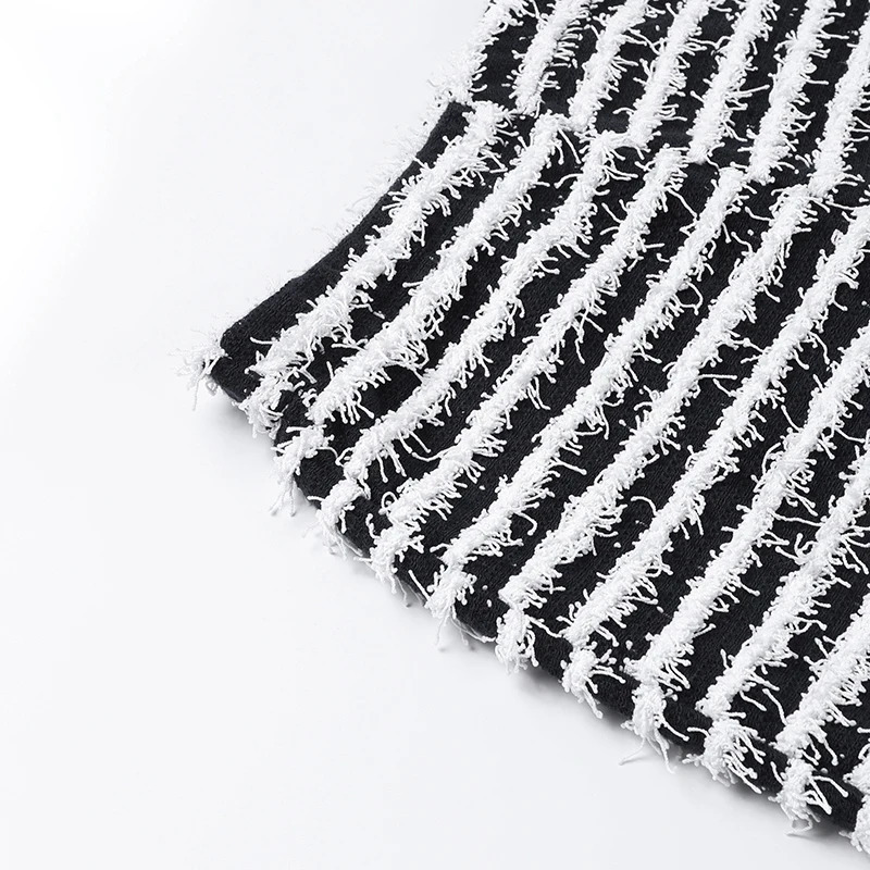 Black and White Striped Knitted Stacked Pants Women Bottoms Streetwear Extra Long High Waist Flare Pants YY22342DG 241204