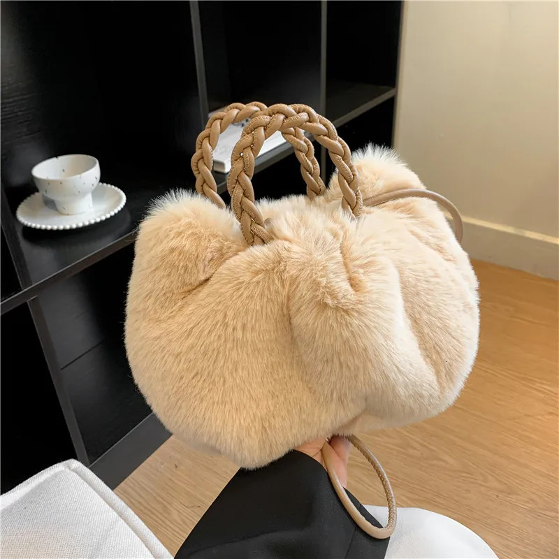 Plush Bag Winter Womens Fashion Handbag Cloud Artificial Fur Wallet Fashion Casual Womens Shoulder Bag Fluffy Bag 241205