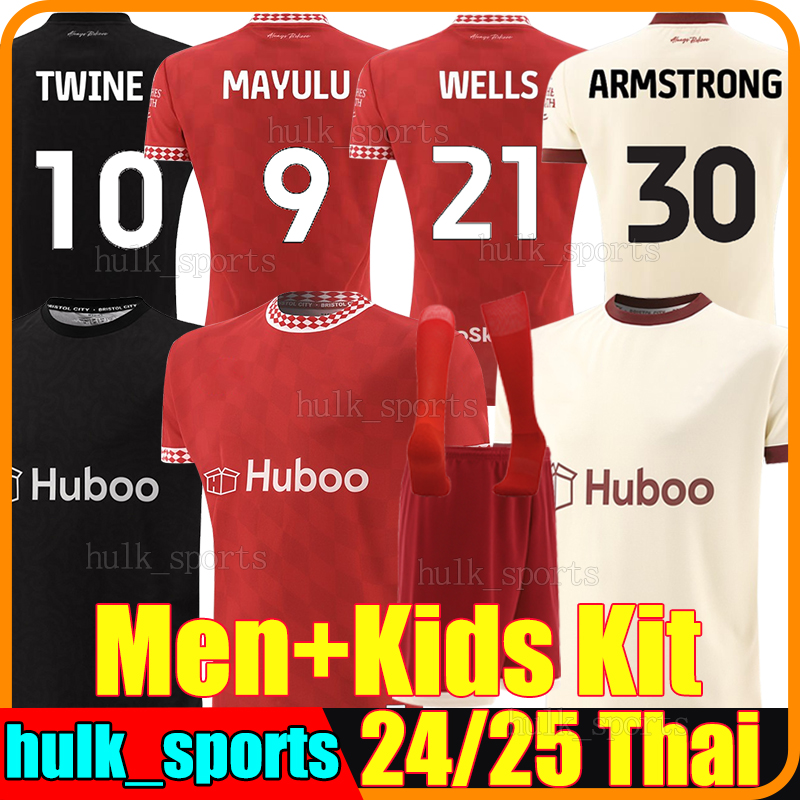 24 25 BrIsToL City soccer jerseys WELLS ARMSTRONG 2024 2025 The Robins Football ShirtsMEHMETI MAYULU KNIGHT TWINE TANNER MCNALLY CORNICK Men Uniforms Kids Kits Sets
