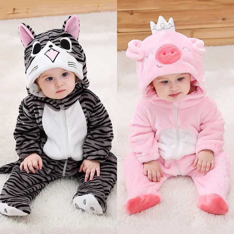 Pajamas New Arrival Kigurumis Onesie Baby Clothes Pink Pig Romper Infant Baby Carnival Clothing Onepiece Child Kids Costume H241205