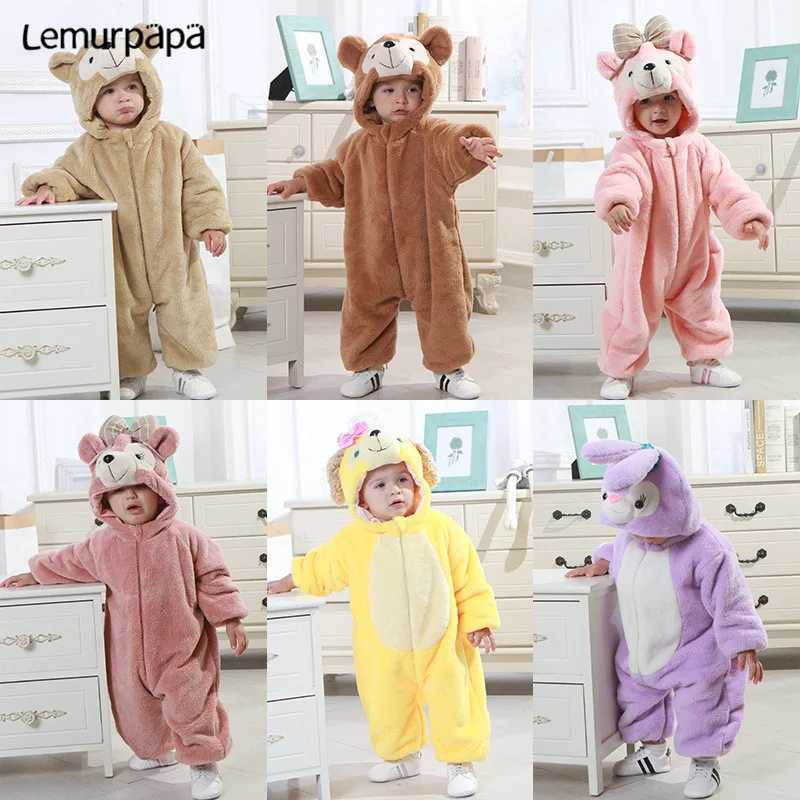 Pajamas Infant Baby Clothes Winter Warm Romper Cartoon Bear Boys Girls ropa de bebe Baby Thicken Soft Jumpsuits Flannel Newborn H241205