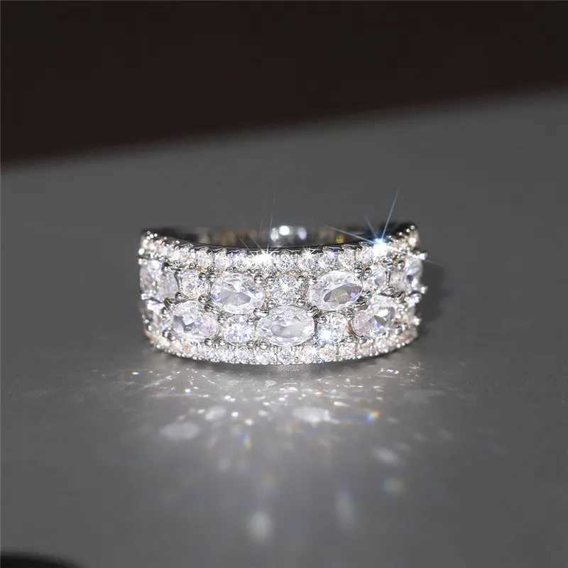 925 sterling silver AAA cubic zirconia gorgeous wedding ring womens luxury crystal ring decoration party jewelry gift W241205