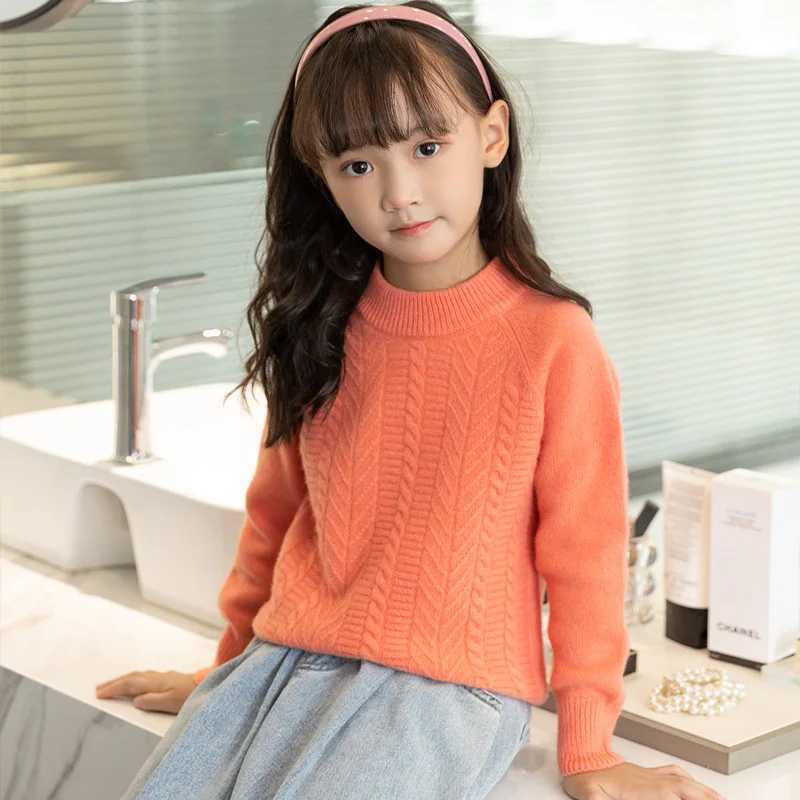 Childrens Thick 100% Wool Sweater Winter Warm Base Sweater Childrens Cashmere Velvet Sweater W241205